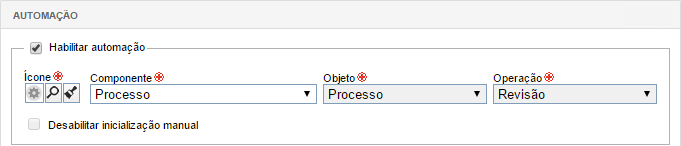 Dados do processo > Dados gerais > Automação Dados do processo > Dados gerais > Automação