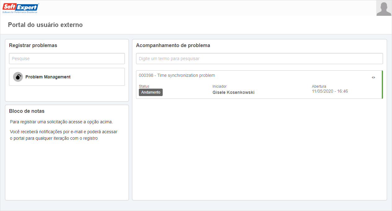 Portal do usuário externo configurado com os widgets do SE Problema Portal do usuário externo configurado com os widgets do SE Problema