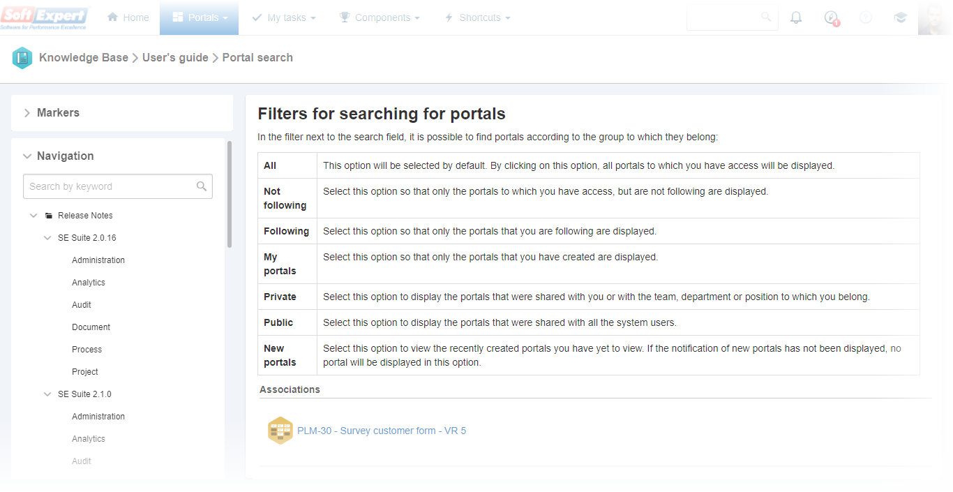 If the article has associations related to a problem, incident, workflow, project, project task, kanban task, or forum, they will be displayed at the end, in the "Associations" section, and it should be possible to view the content of the record to which the article is associated. If the article has associations related to a problem, incident, workflow, project, project task, kanban task, or forum, they will be displayed at the end, in the "Associations" section, and it should be possible to view the content of the record to which the article is associated.