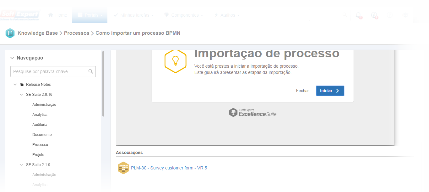 Se o artigo tiver associações, referentes a problema, incidente, workflow, projeto, atividade de projeto, atividade de kanban ou fórum, elas serão apresentadas ao fim, na seção "Associações", e deve ser possível visualizar o conteúdo do registro ao qual o artigo está associado. Se o artigo tiver associações, referentes a problema, incidente, workflow, projeto, atividade de projeto, atividade de kanban ou fórum, elas serão apresentadas ao fim, na seção "Associações", e deve ser possível visualizar o conteúdo do registro ao qual o artigo está associado.