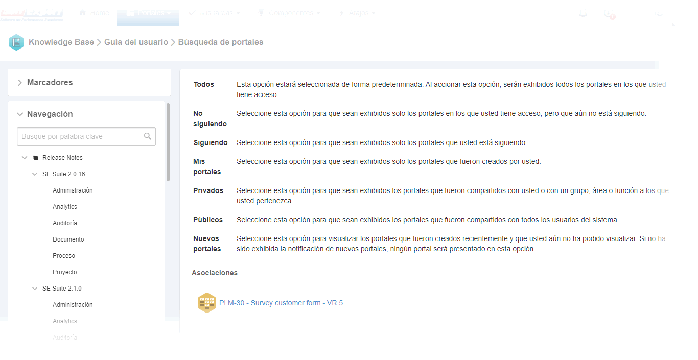 Si el artículo tiene asociaciones, referentes a un problema, incidente, workflow, proyecto, actividad de proyecto, actividad de kanban o foro, estas se presentarán al final, en la sección "Asociaciones", y será posible visualizar el contenido del registro al que está asociado el artículo. Si el artículo tiene asociaciones, referentes a un problema, incidente, workflow, proyecto, actividad de proyecto, actividad de kanban o foro, estas se presentarán al final, en la sección "Asociaciones", y será posible visualizar el contenido del registro al que está asociado el artículo.